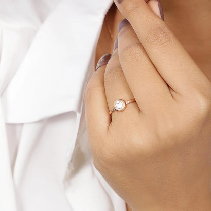Rose Gold Plated Heart Silver Ring