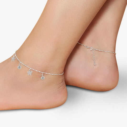 Butterfly Bloom Silver Anklet