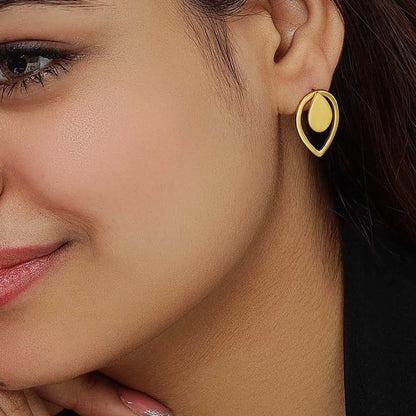 Pure Silver Earrings - 2 in 1 Dew Drop Model With Gold Finish