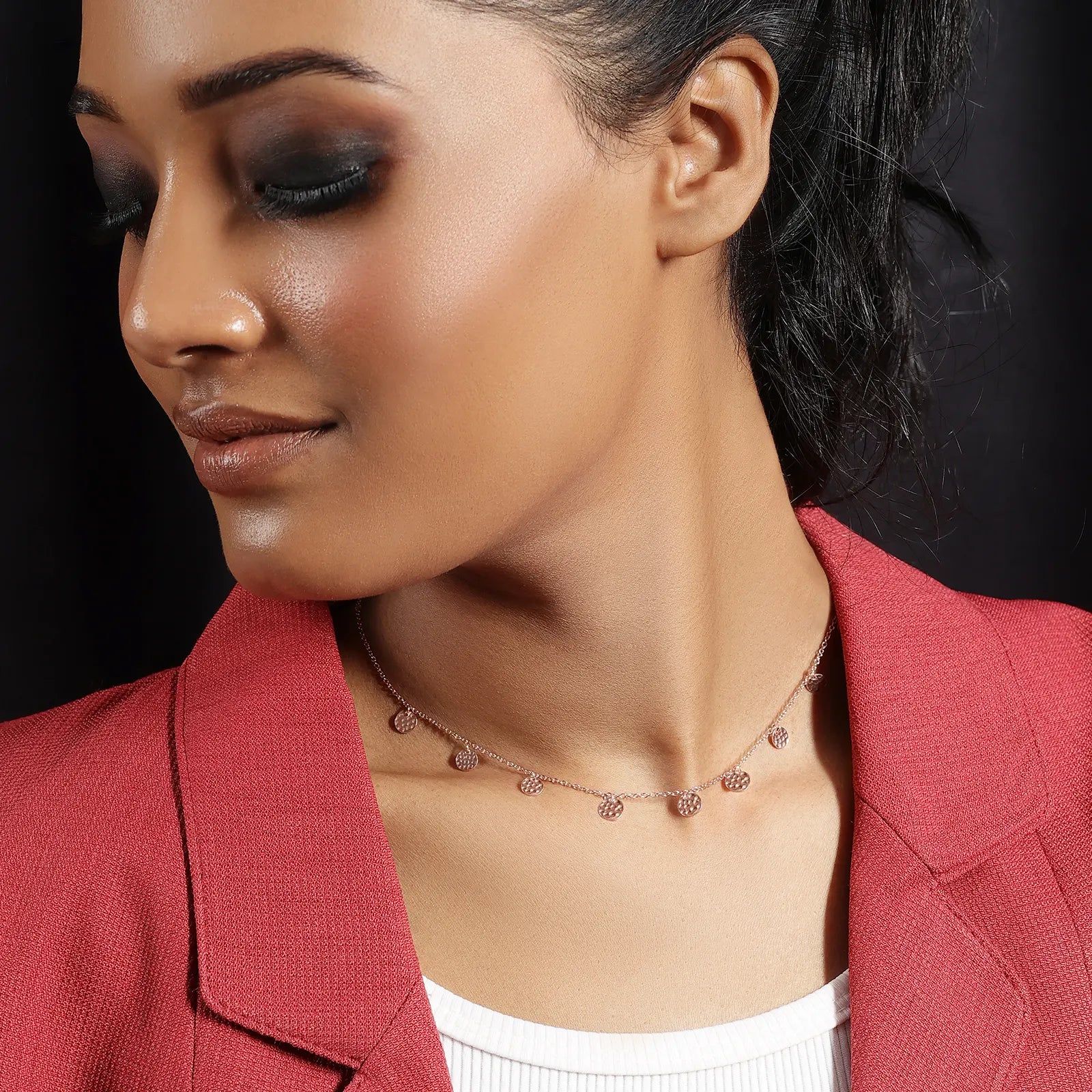 Rose Gold Plated Circular Charm Rope Chain