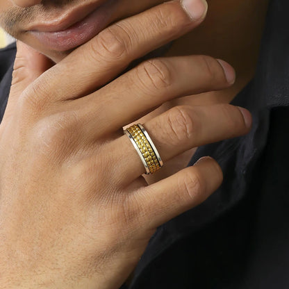 Gold Plated Textured Silver Ring