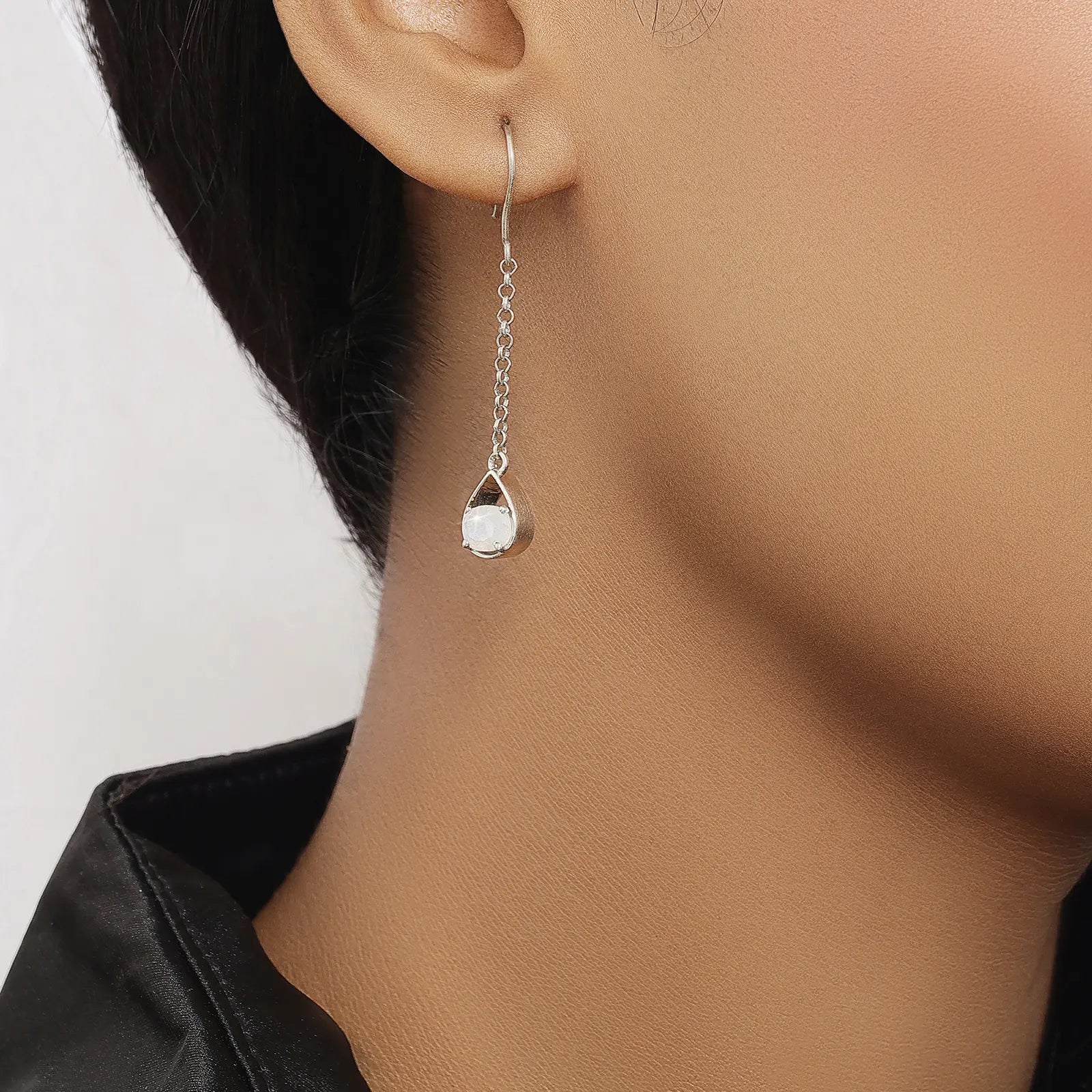 Moonstone Long Drop Earring Design