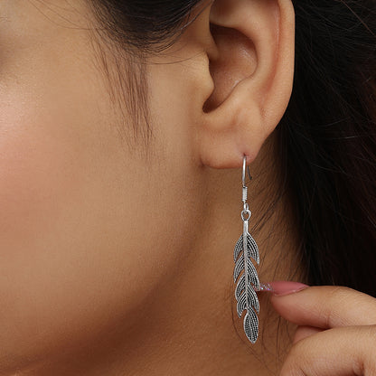 Pure Silver Earrings - Oxidized Leaf Model - Tweov Jewels