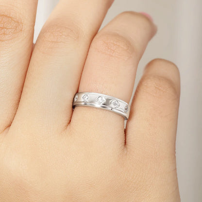 Silver CZ Band Ring for Women