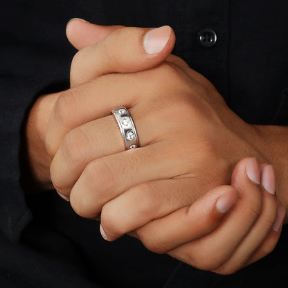 Silver CZ Band Ring for Men