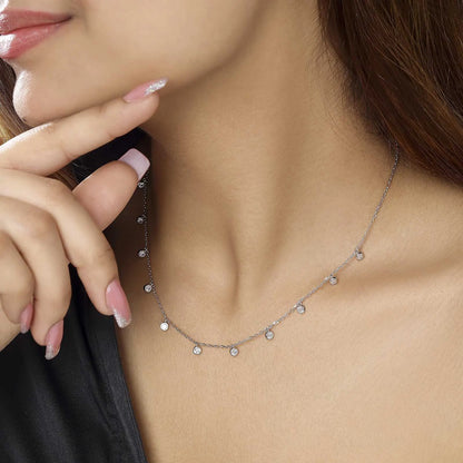 Round CZ Set Silver Necklace - Tweov Jewels