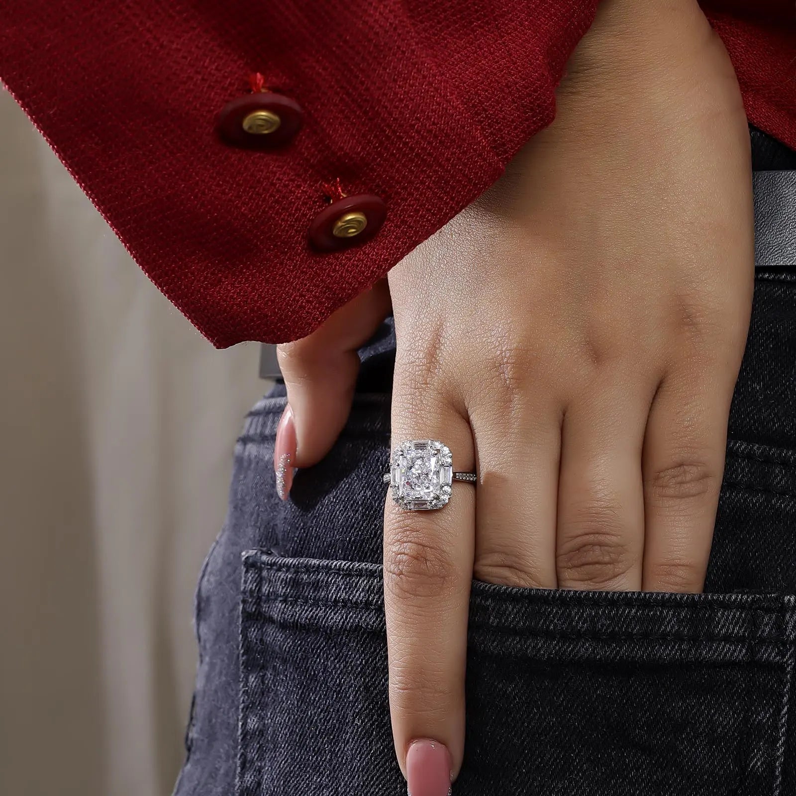 White Princess Cut Silver Ring - Tweov Jewels