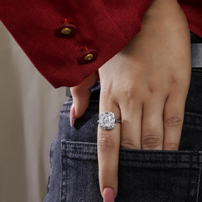 White Princess Cut Silver Ring - Tweov Jewels