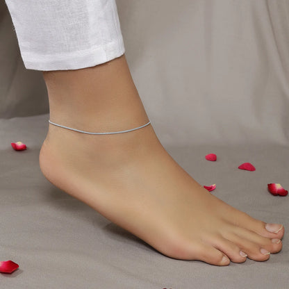 Braided Design Silver Anklet for Women - Tweov Jewels