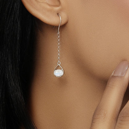 Moonstone Long Drop Earring Design