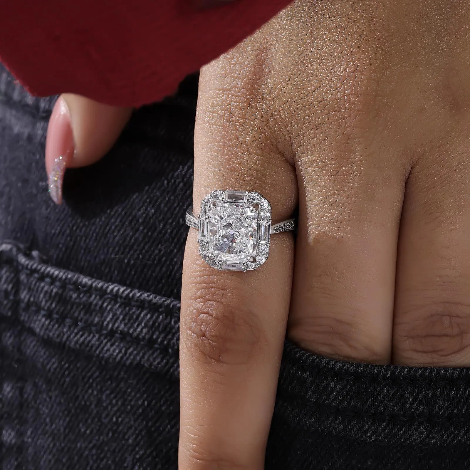 White Princess Cut Silver Ring - Tweov Jewels
