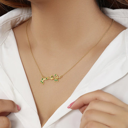 Gold Plated Emerald Leaf Silver Necklace - Tweov Jewels