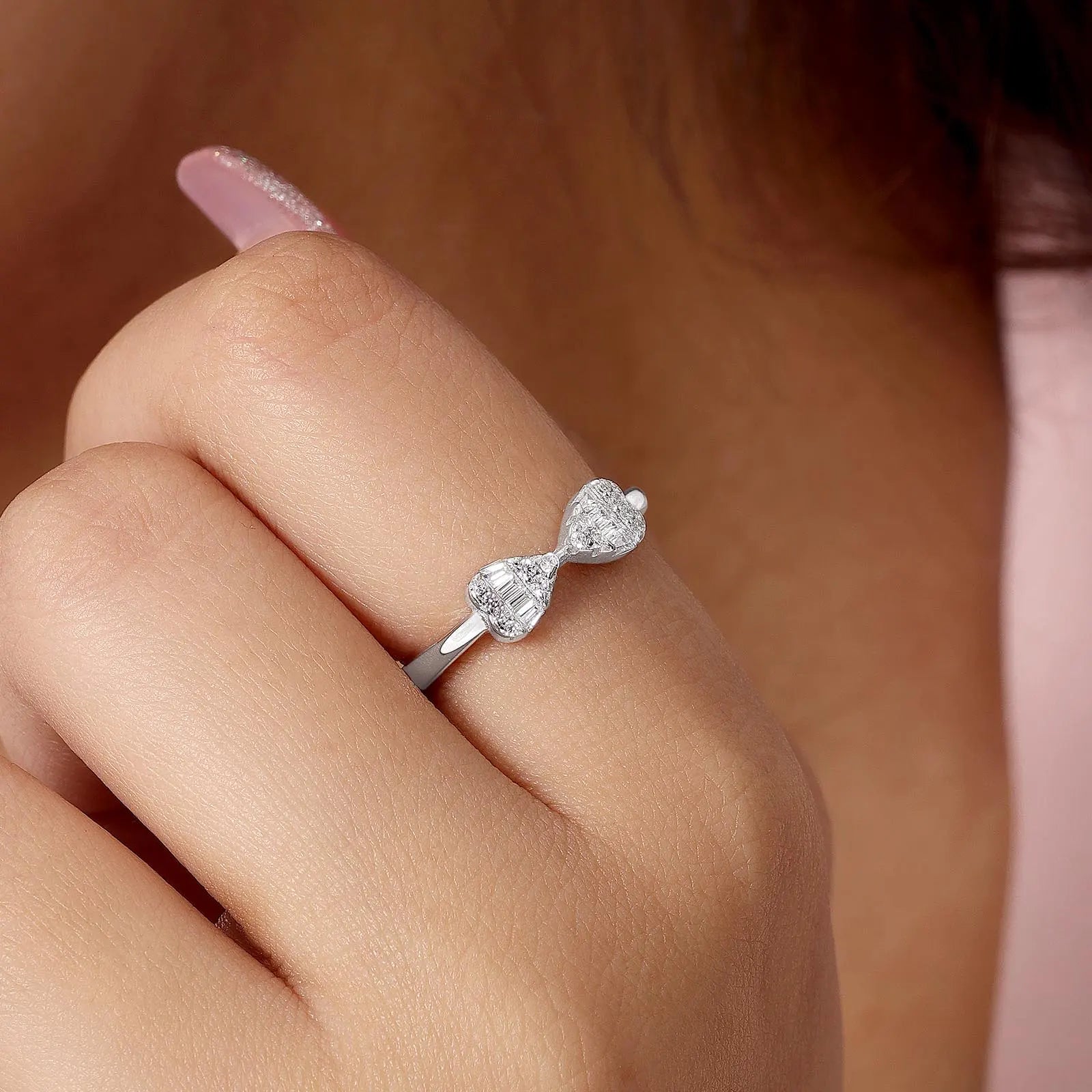 Silver CZ Bow Ring - Tweov Jewels