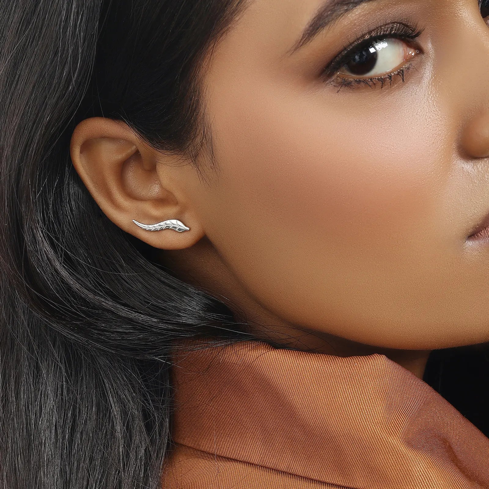 Silver Leaf Stud Earrings for Women - Tweov Jewels