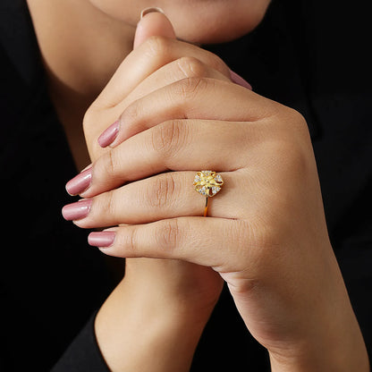Gold Plated Designer Flower Silver Ring