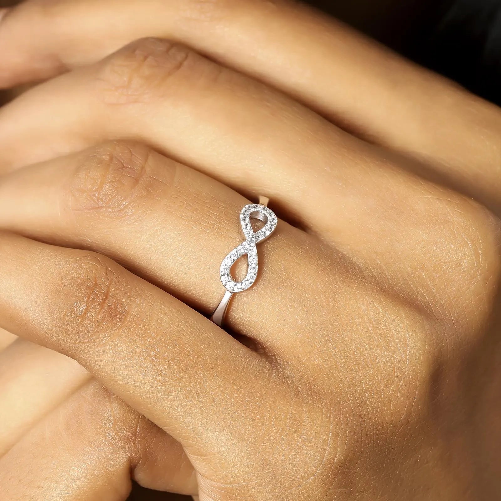CZ Stone Silver Infinity Ring - Tweov Jewels