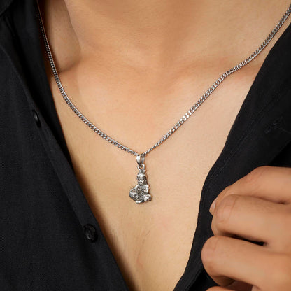 Oxidized Bal Roop Krishna Pendant with Silver Box Chain - Tweov Jewels