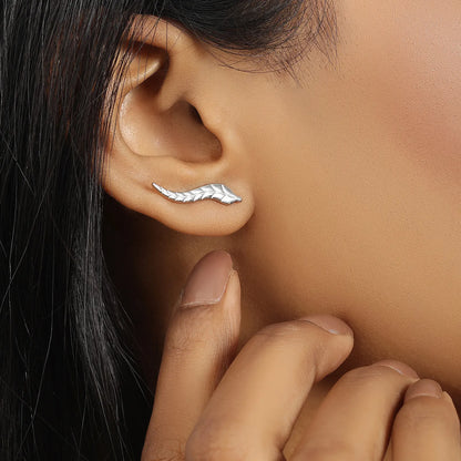 Silver Leaf Stud Earrings for Women - Tweov Jewels
