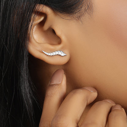 Silver Leaf Stud Earrings for Women - Tweov Jewels