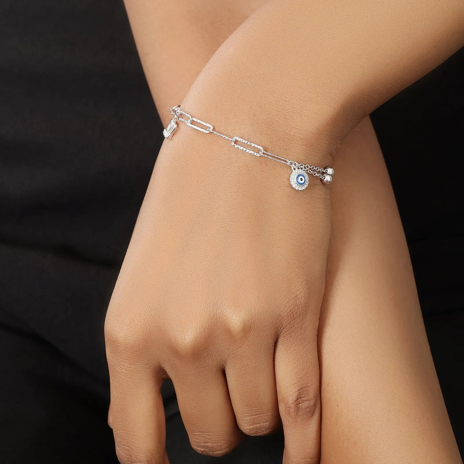 Evil Eye Queen Silver Chain Bracelet