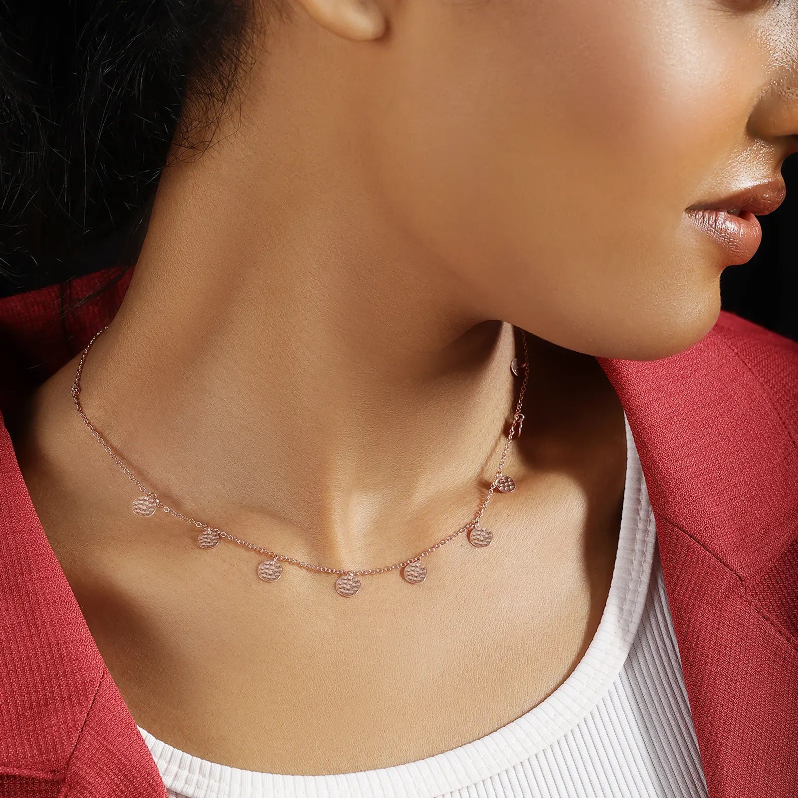 Rose Gold Plated Circular Charm Rope Chain