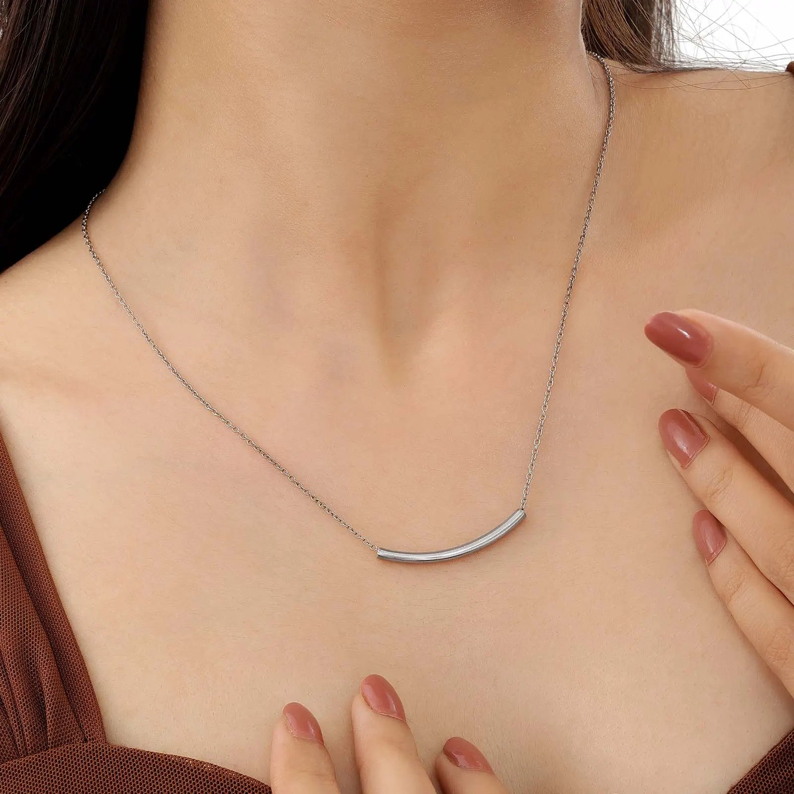Single String With Silver Finish Necklace