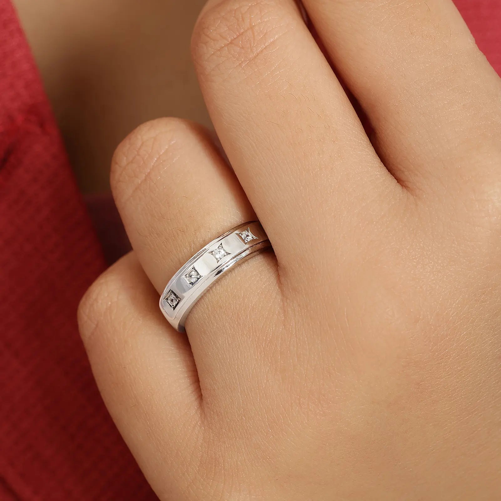 CZ Studded Starlight Silver Ring for Women