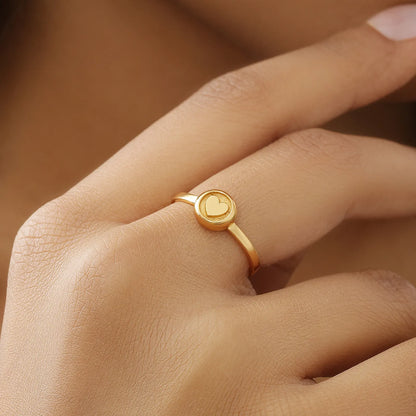 Gold Plated Heart Silver Ring