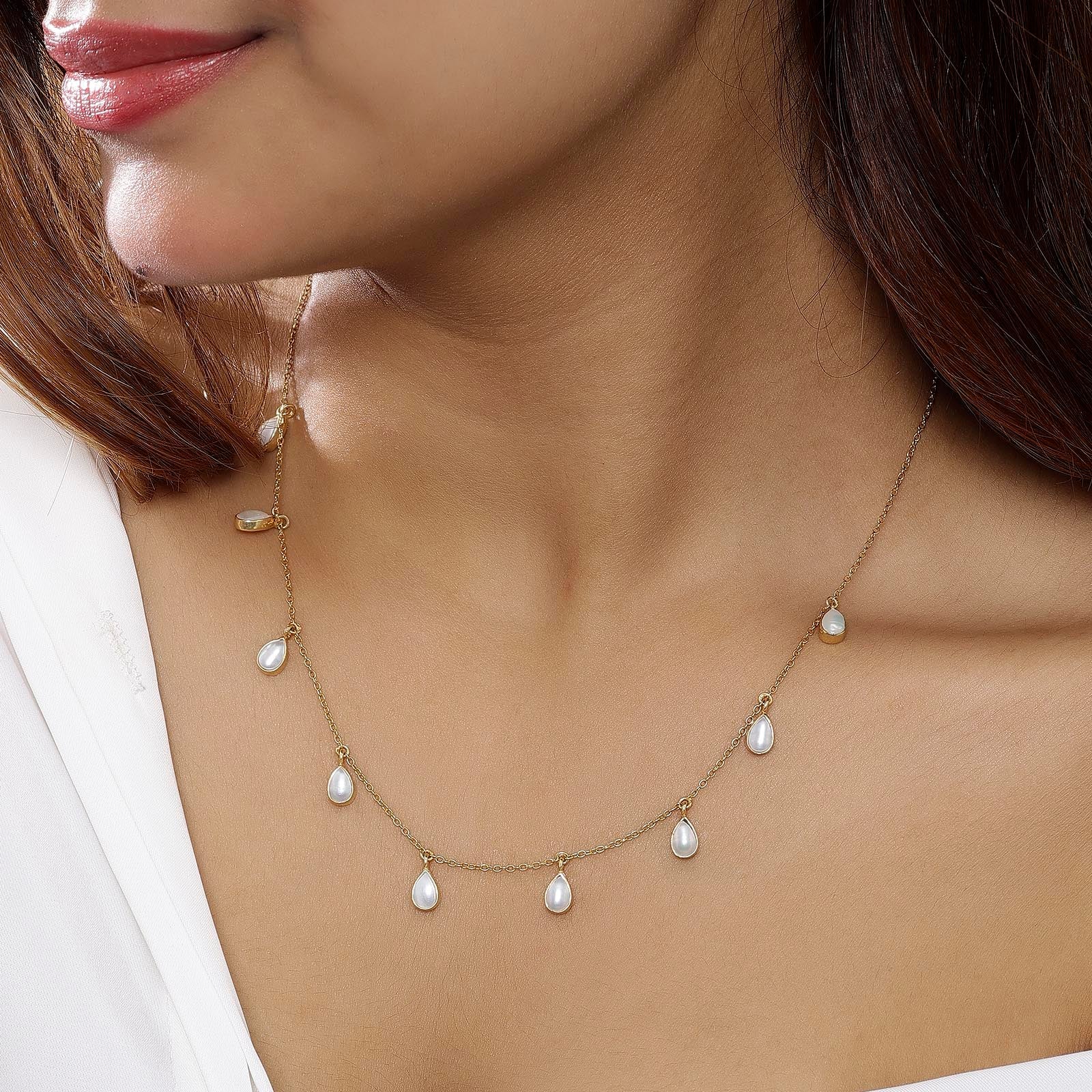 Rose Gold Plated Pearl Chain Necklace - Tweov Jewels