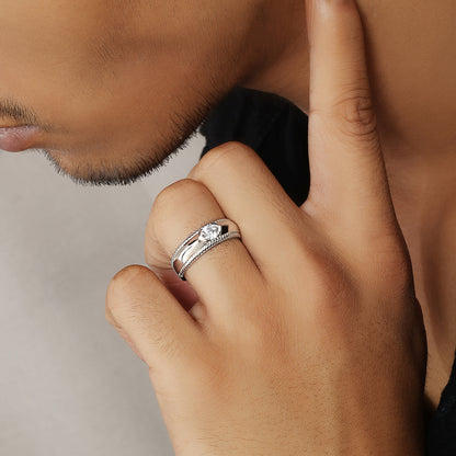 Pure 925 Sterling Silver Trendy Cz Couple Rings