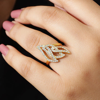 Gold Plated CZ Dream Leaf Ring