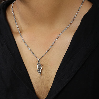 Pure Silver Hanuman Pendant with Link Chain