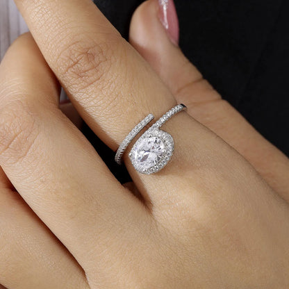 Round Cut Diamond Studded Spiral Silver Ring - Tweov Jewels