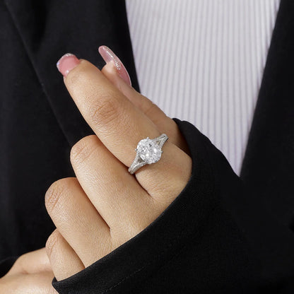 Oval Cut Silver Diamond Ring - Tweov Jewels