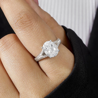 Oval Cut Silver Diamond Ring - Tweov Jewels