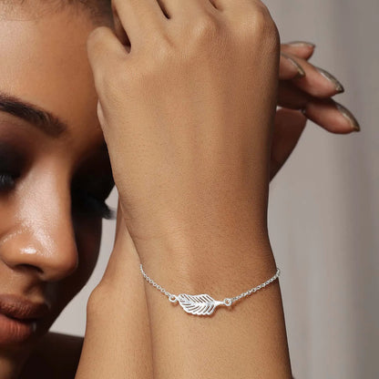 Pure 925 Sterling Silver Leaf Design Chain Bracelet