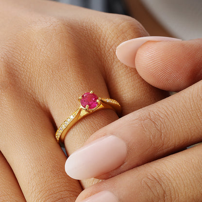 Golden Eternal Cubic Zirconia Ruby Charm Ring