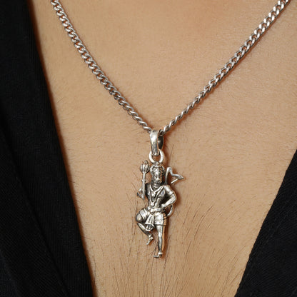 Pure Silver Hanuman Pendant with Link Chain