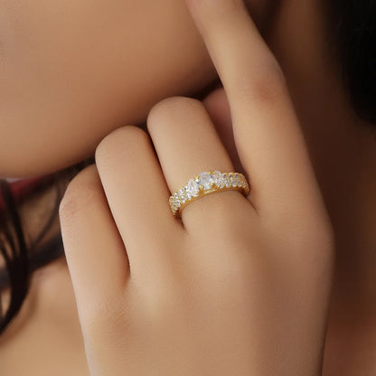 Gold Plated Solitaire CZ Stylish Silver Ring
