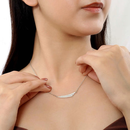 CZ Layered Swing Silver Necklace