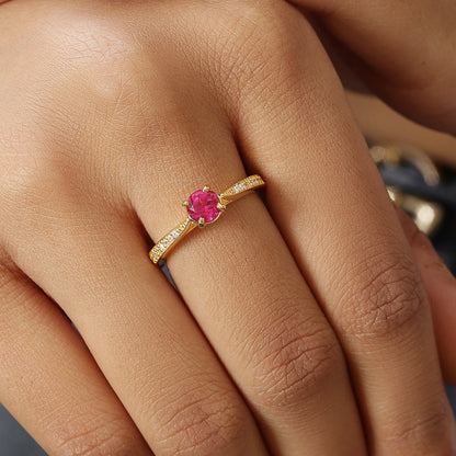 Golden Eternal Cubic Zirconia Ruby Charm Ring