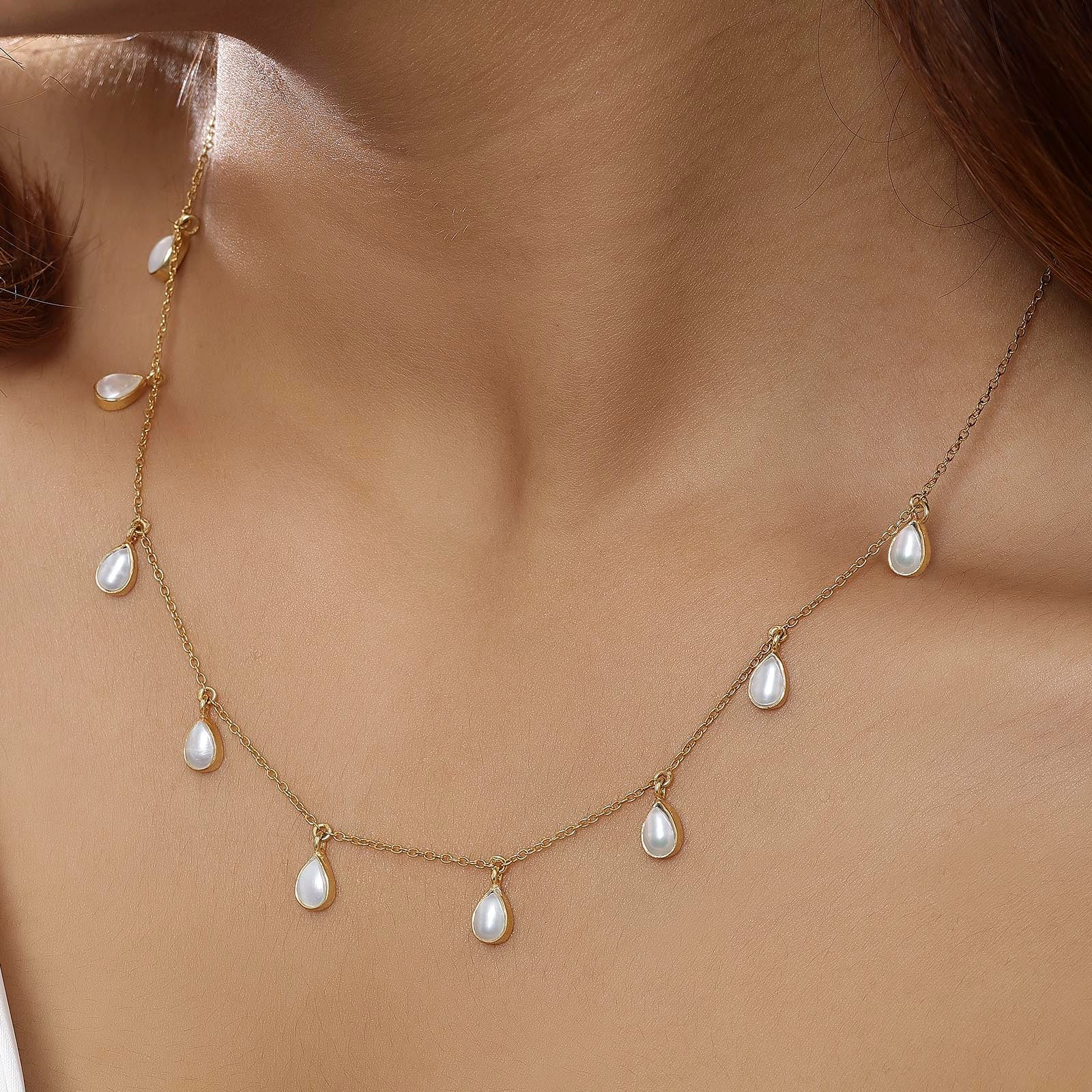 Rose Gold Plated Pearl Chain Necklace - Tweov Jewels
