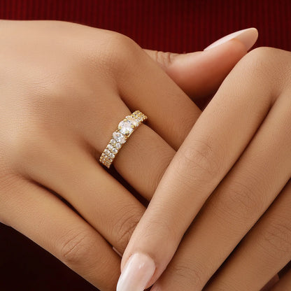 Gold Plated Solitaire CZ Stylish Silver Ring