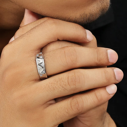 Silver CZ Wave Rings for Men