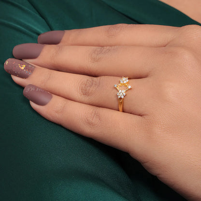 Gold Plated Silver Duo Flower Ring