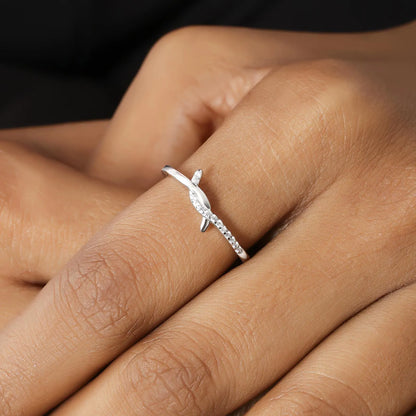 CZ Studded Silver Knot Finger Ring for Women
