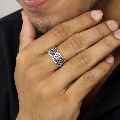Oxidized Silver Designer Band Ring