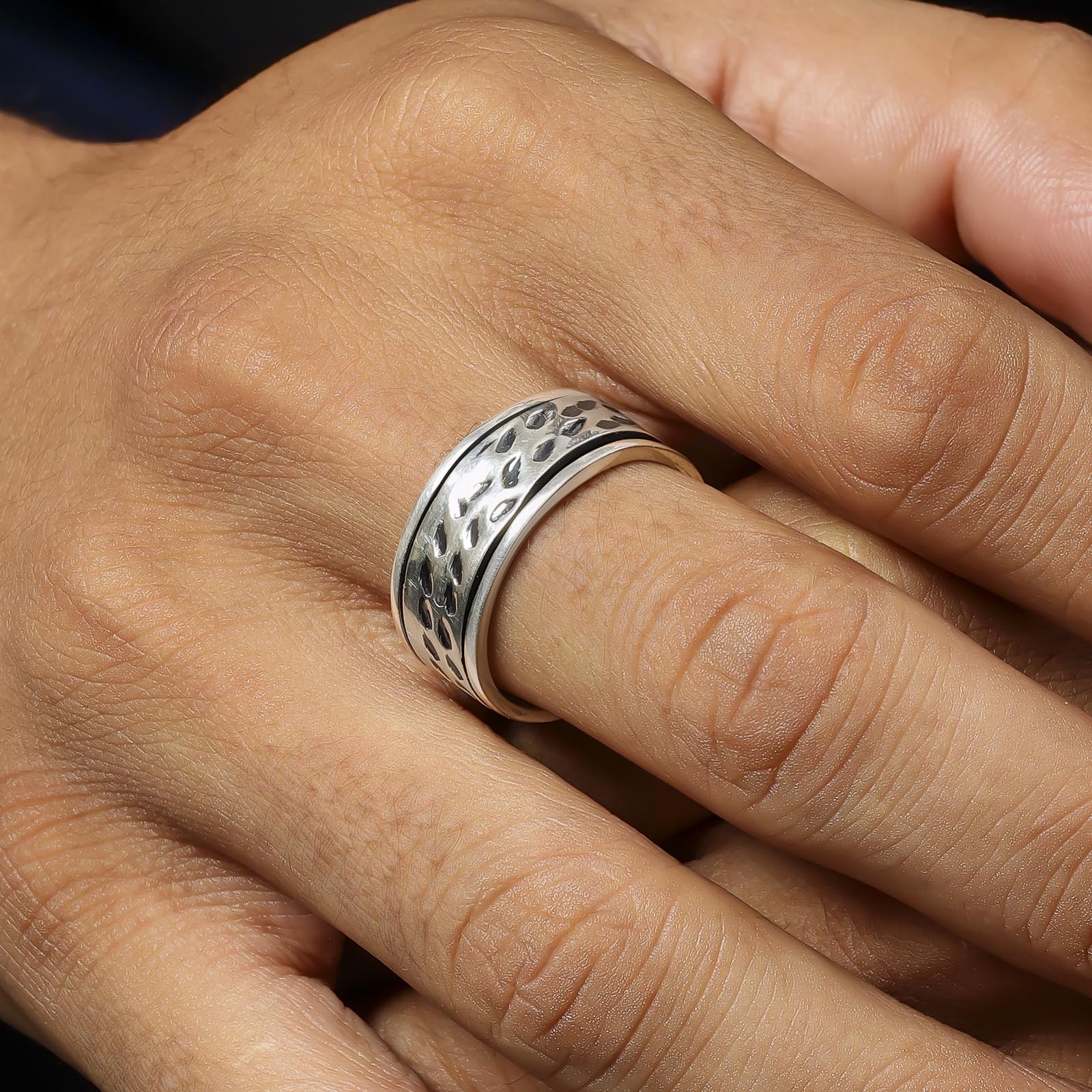 925 sterling silver plain carved band ring - Tweov Jewels