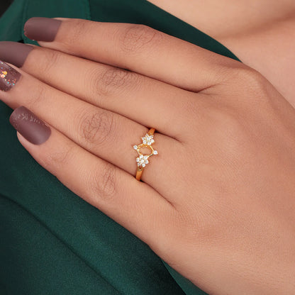 Gold Plated Silver Duo Flower Ring