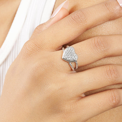925 sterling silver cz studded heart ring - Tweov Jewels